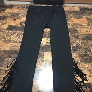 Black fringe leggings